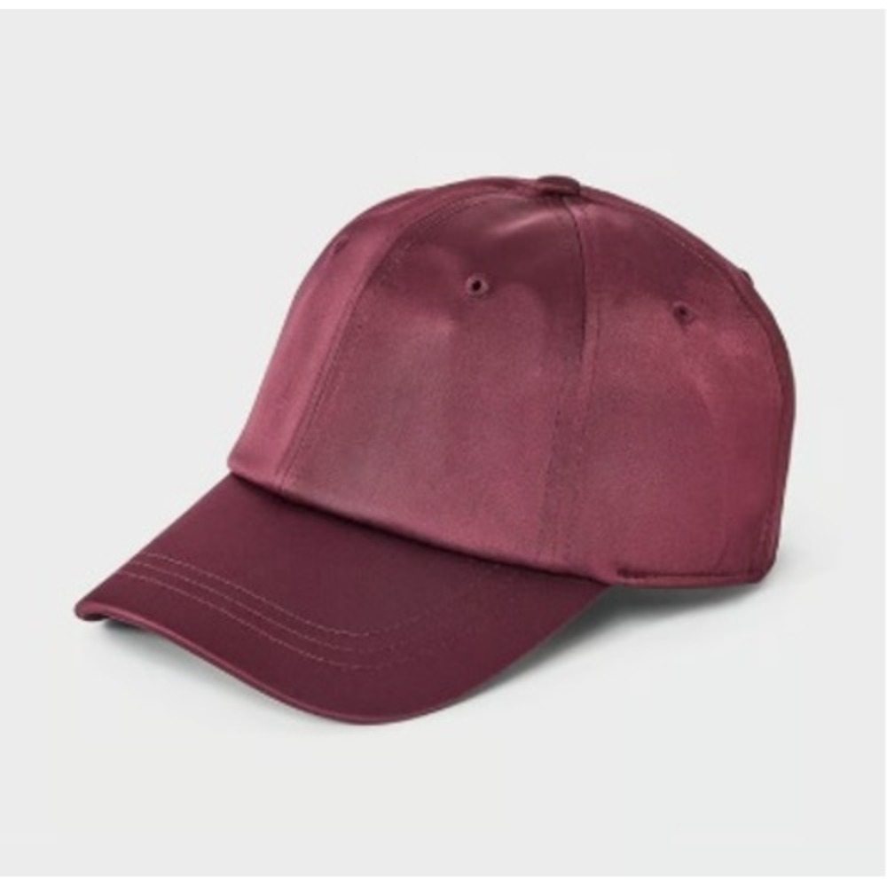 Satin Baseball Hat Purple Burgundy‎ Adjustable Smooth Luster Sport Cap